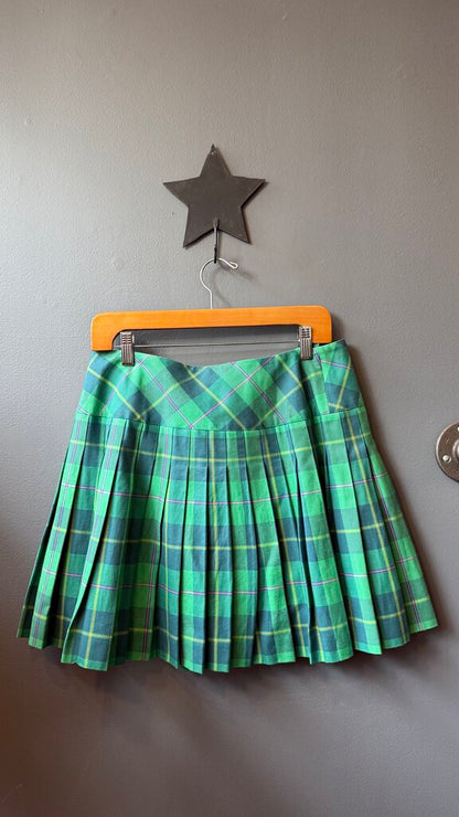 Plaid Pleated Mini Skirt