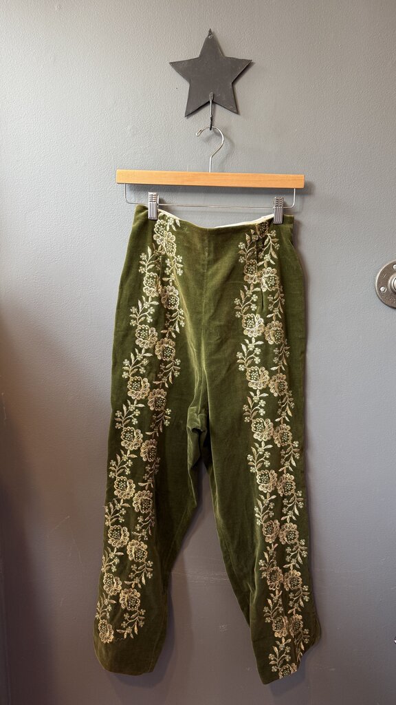 Embroidered Velvet Pants