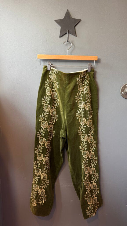 Embroidered Velvet Pants