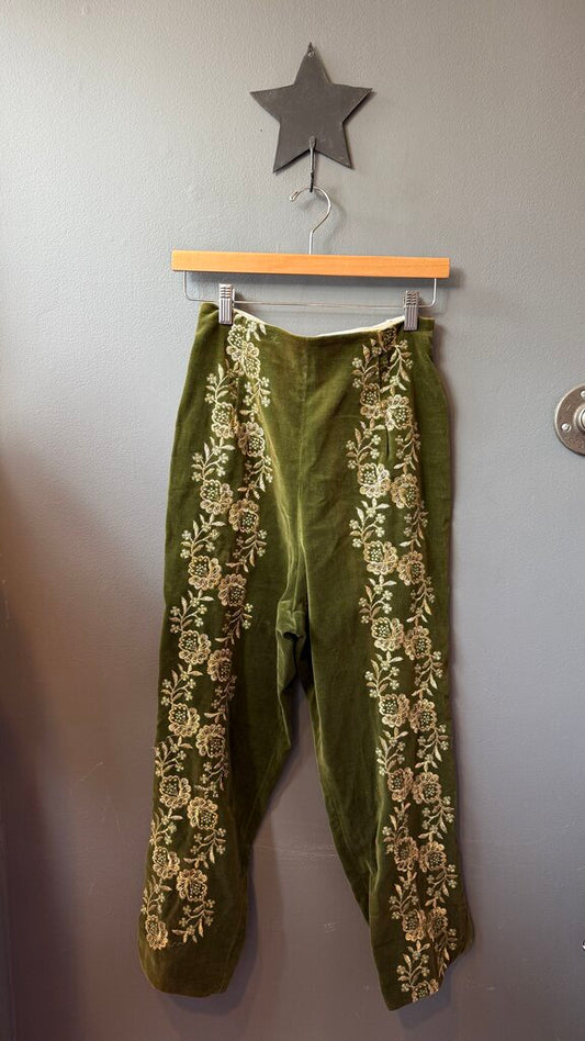 Embroidered Velvet Pants