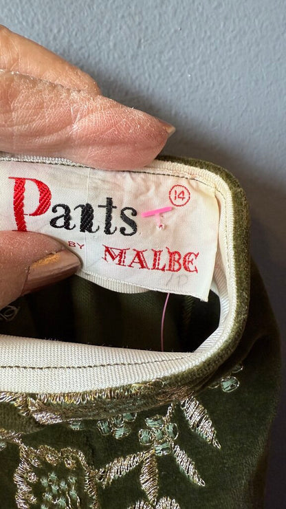 Embroidered Velvet Pants