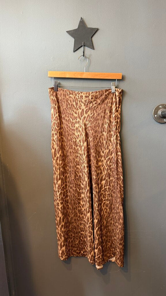 Leopard Viscose Silk Midi Skirt
