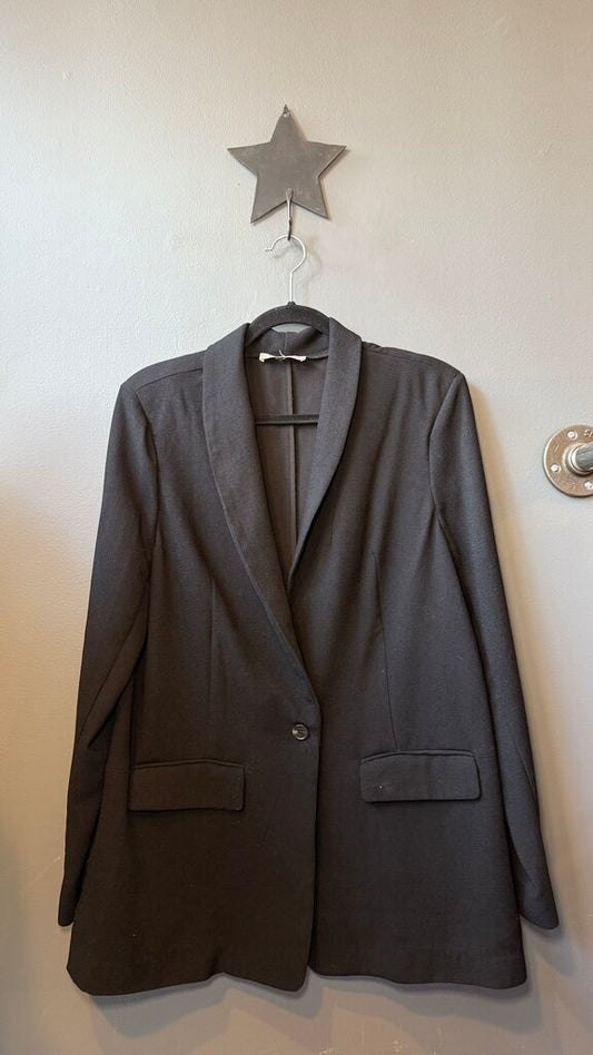 Textured One Button Blazer