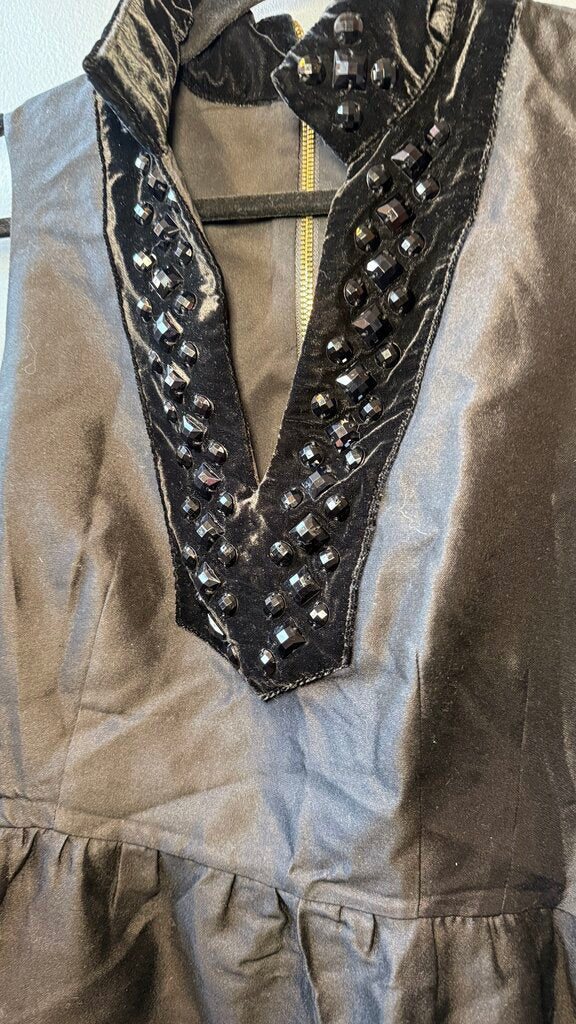 Velvet Trim Fit Flare Dress