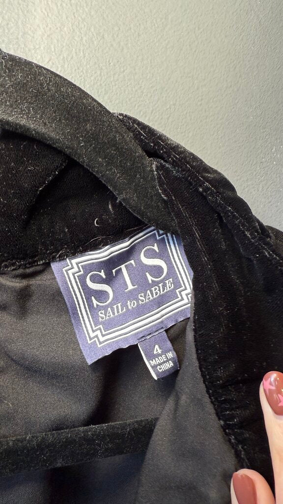 Velvet Trim Fit Flare Dress