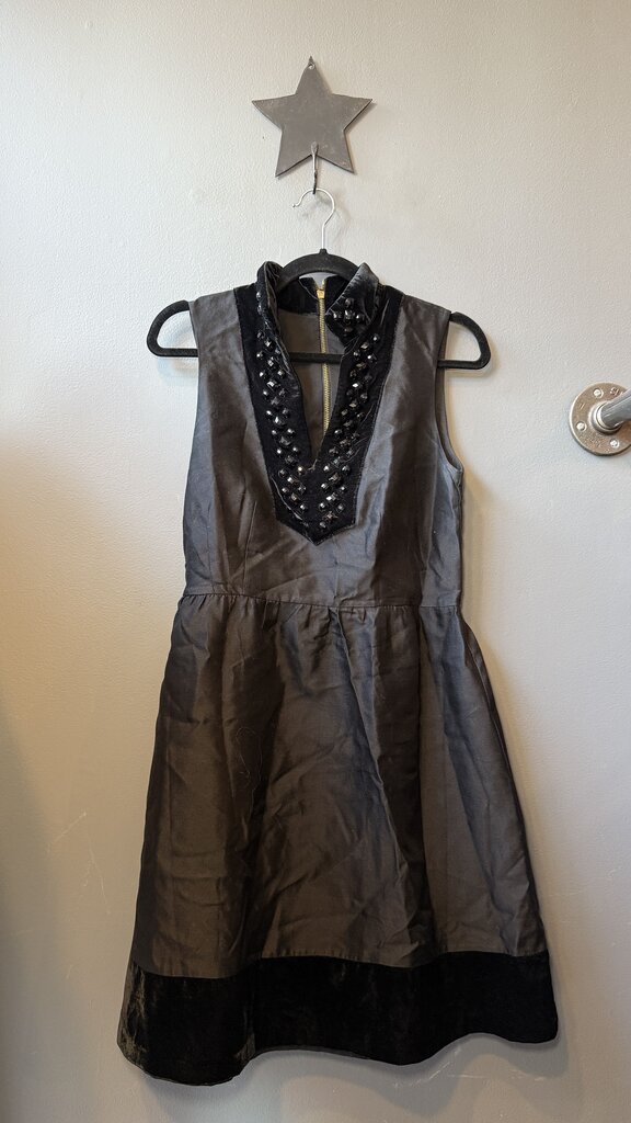 Velvet Trim Fit Flare Dress