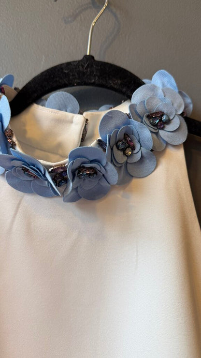 Flower Neckline Silk Top