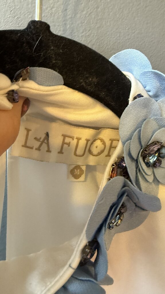 Flower Neckline Silk Top