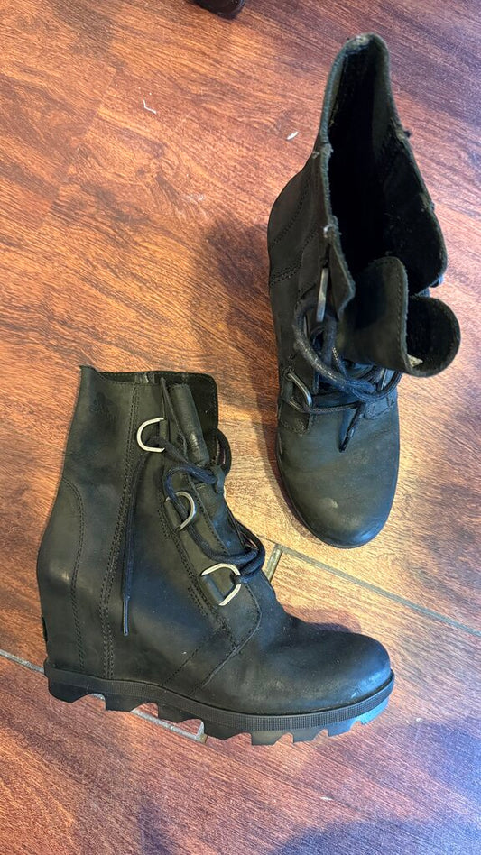 Leather Wedge Booties