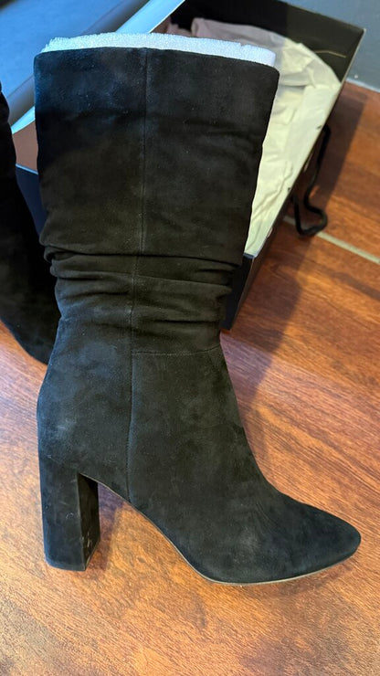 Suede Mid Block Heel Boots
