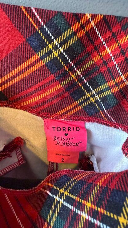 Betsy Johnson Tartan Pull On Pants