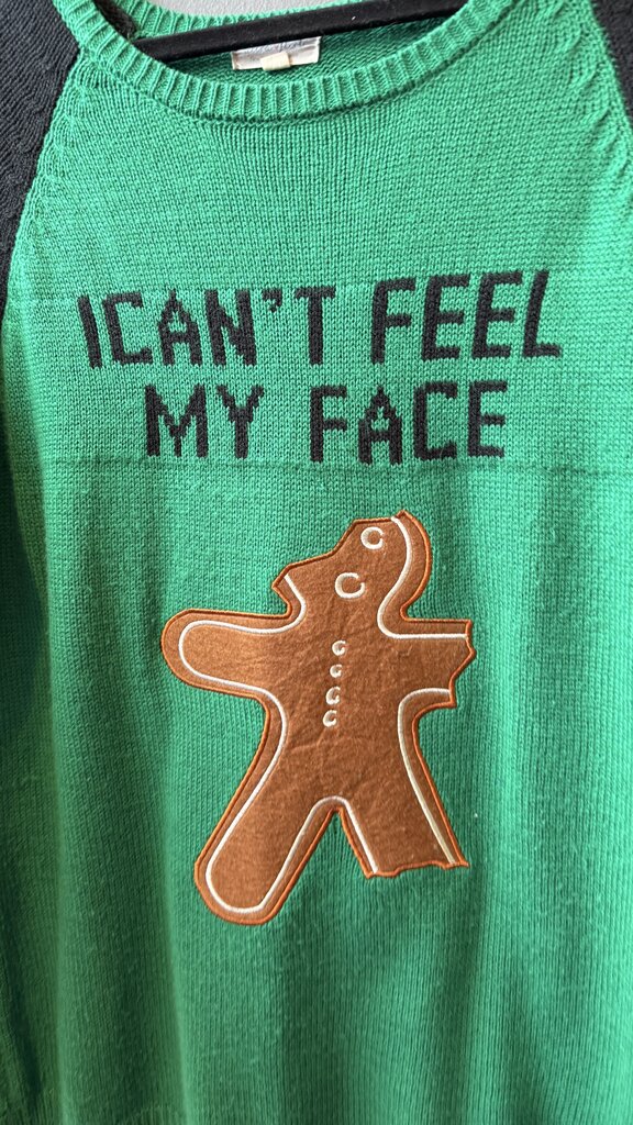 I Can't Feel My Face Gingerbread Sweater