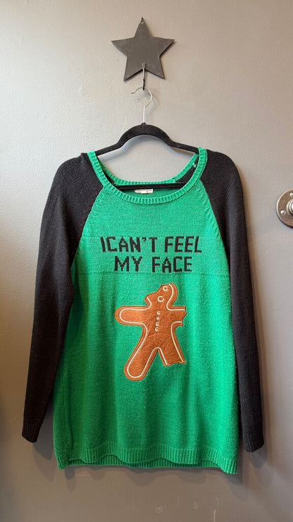 I Can't Feel My Face Gingerbread Sweater