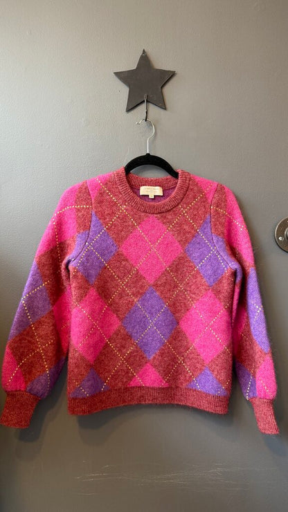 Gold Fleck Argyle Sweater