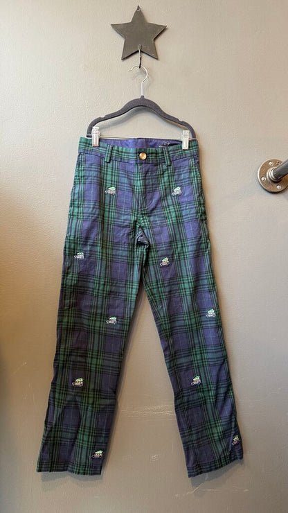 Embroidered Plaid Pants