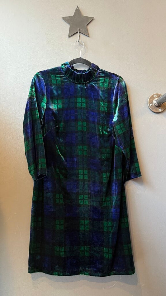 Tartan Velvet Shift Dress