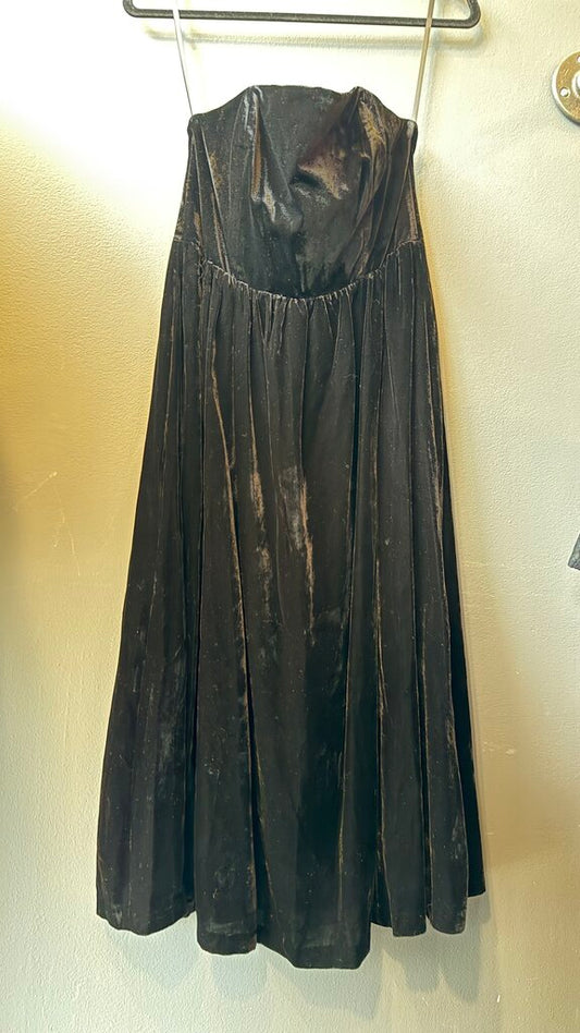 Velvet Strapless Midi Dress