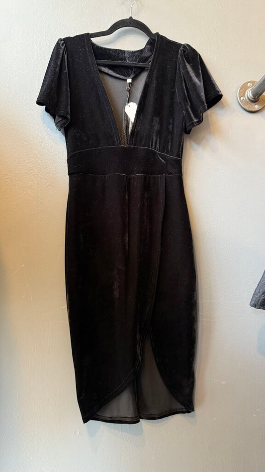 Velvet Tulip Hem Sheath Midi Dress