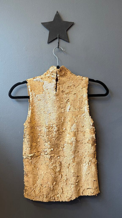 Mockneck Matte Sequin Silk Tank