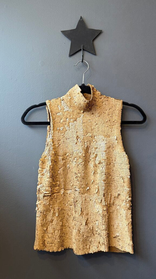 Mockneck Matte Sequin Silk Tank