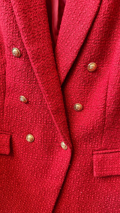 Double Breasted Tweed Blazer