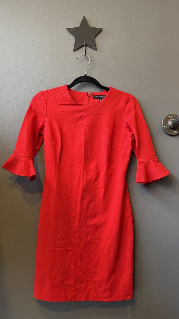 Petite Ruffle Cuff Ponte Sheath Dress