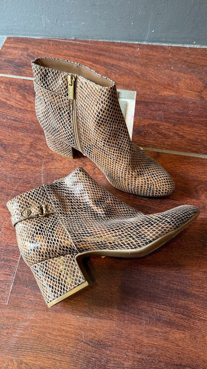 Embossed Block Heel Booties