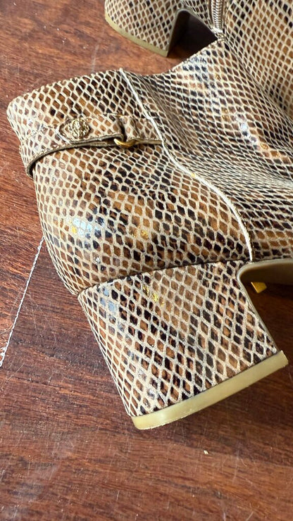 Embossed Block Heel Booties