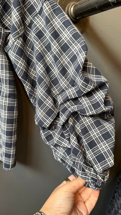Puff Sleeve Plaid Blouse