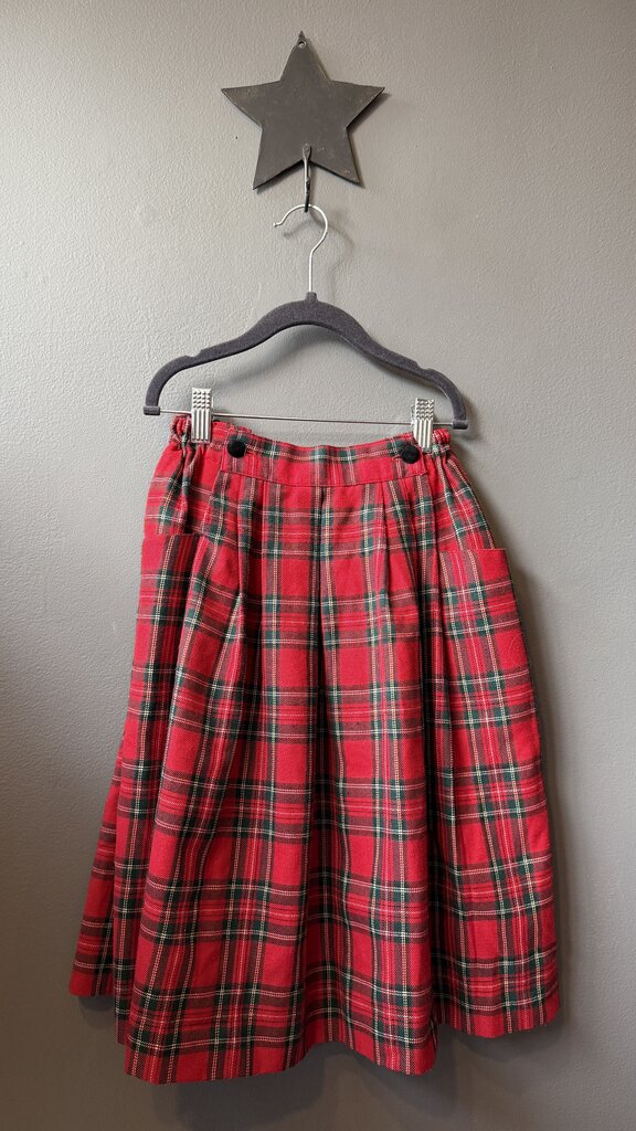 Long Wool Blend Tartan Skirt