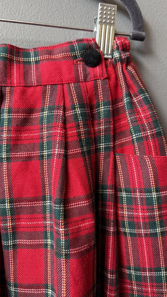 Long Wool Blend Tartan Skirt