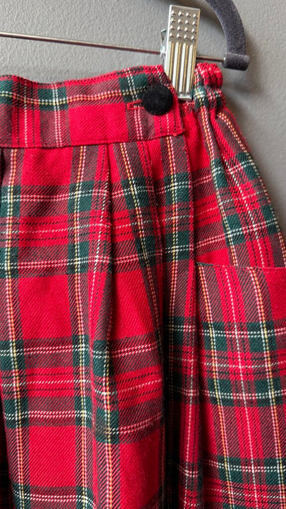 Long Wool Blend Tartan Skirt