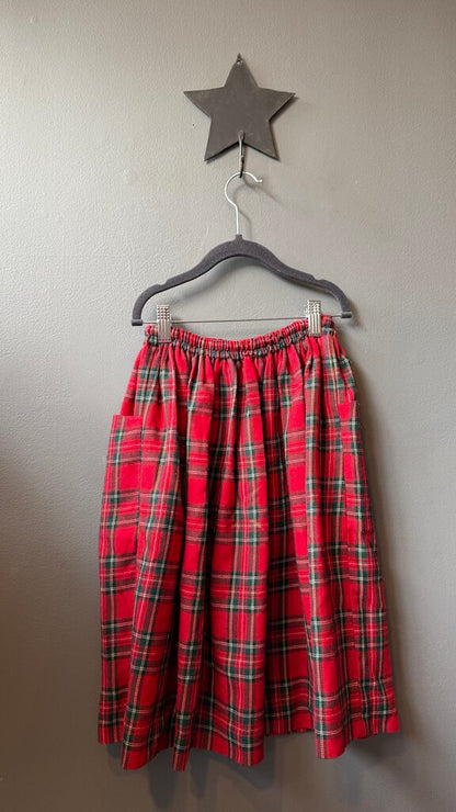 Long Wool Blend Tartan Skirt