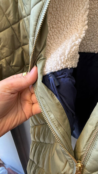 Signature Puffer Faux Sherpa Collar Coat