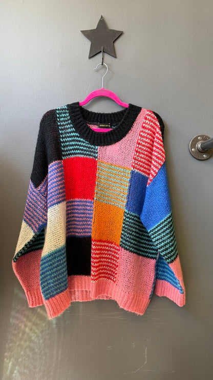 Mohair Blend Patch Work Sweater
