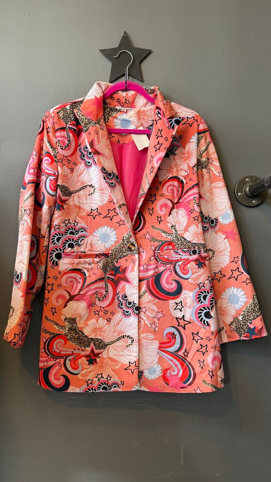 Star Floral Leopard Print Jacket