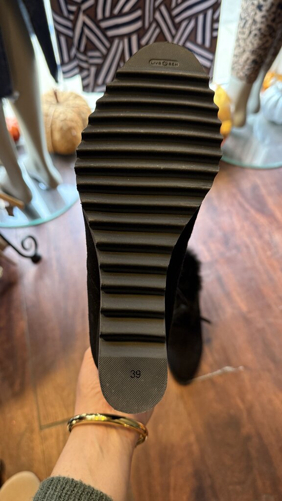 Fur Trim Suede Wedge Booties