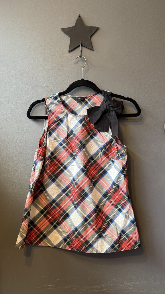 Bow Shoulder Tartan Tank Blouse