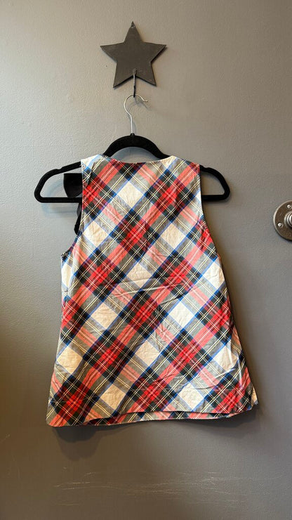 Bow Shoulder Tartan Tank Blouse