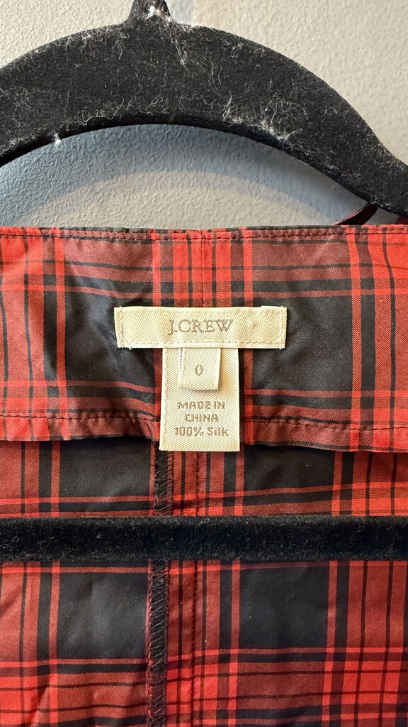 Silk Beaded Neckline Tartan Blouse