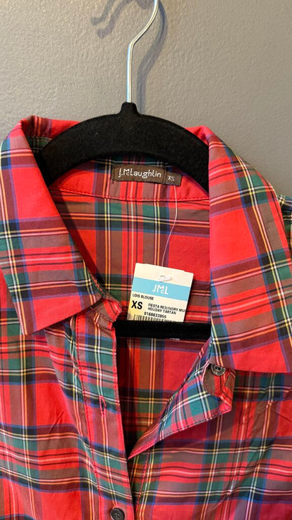 Sateen Tartan Button Up Top