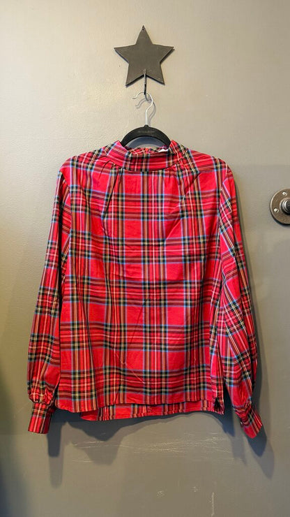 Tartan High Neck Blouse