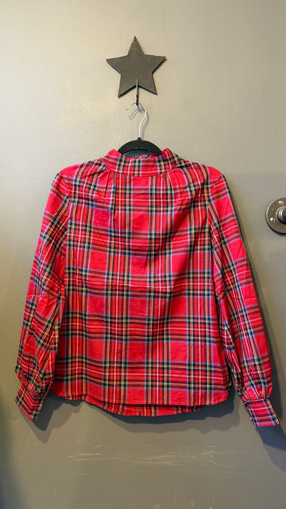 Tartan High Neck Blouse