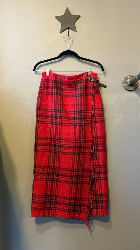 Blanket Wrap Plaid Midi Skirt