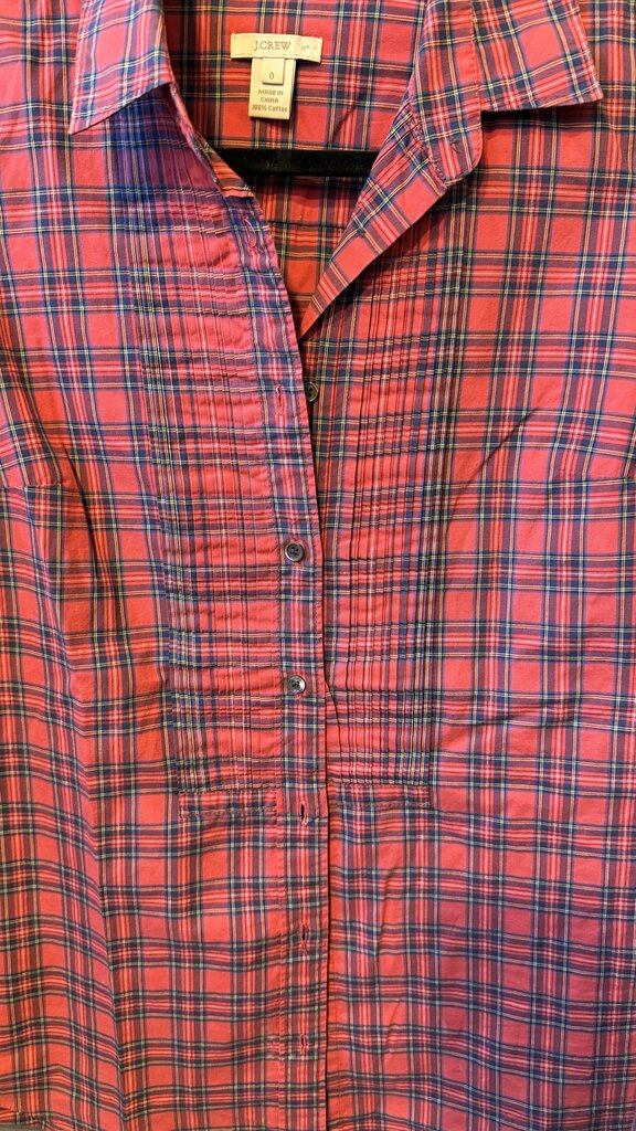 Pleat Tartan Popover Blouse