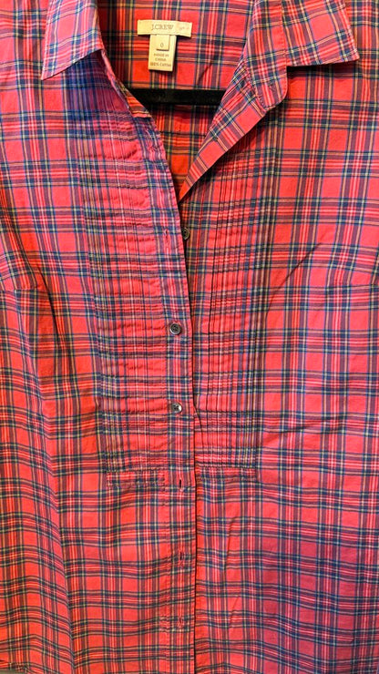 Pleat Tartan Popover Blouse