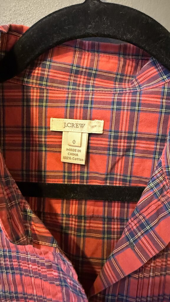 Pleat Tartan Popover Blouse