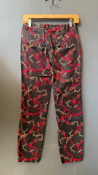 Chain Belt Print Slim Pants