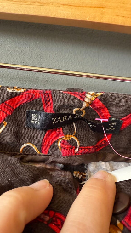 Chain Belt Print Slim Pants