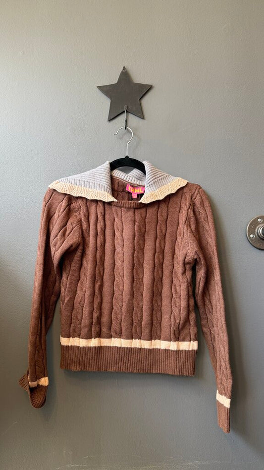 Shawl Collar Cableknit Sweater